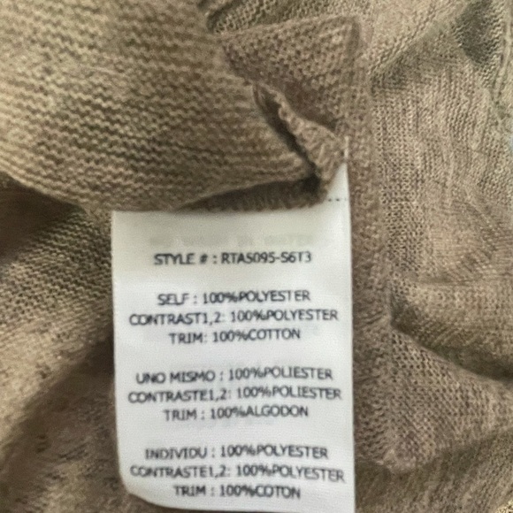 RYU Brown Knit & Cream Lace Back Tie Boho Shabby Chic Tunic Tank Top, Small - Picture 7 of 9